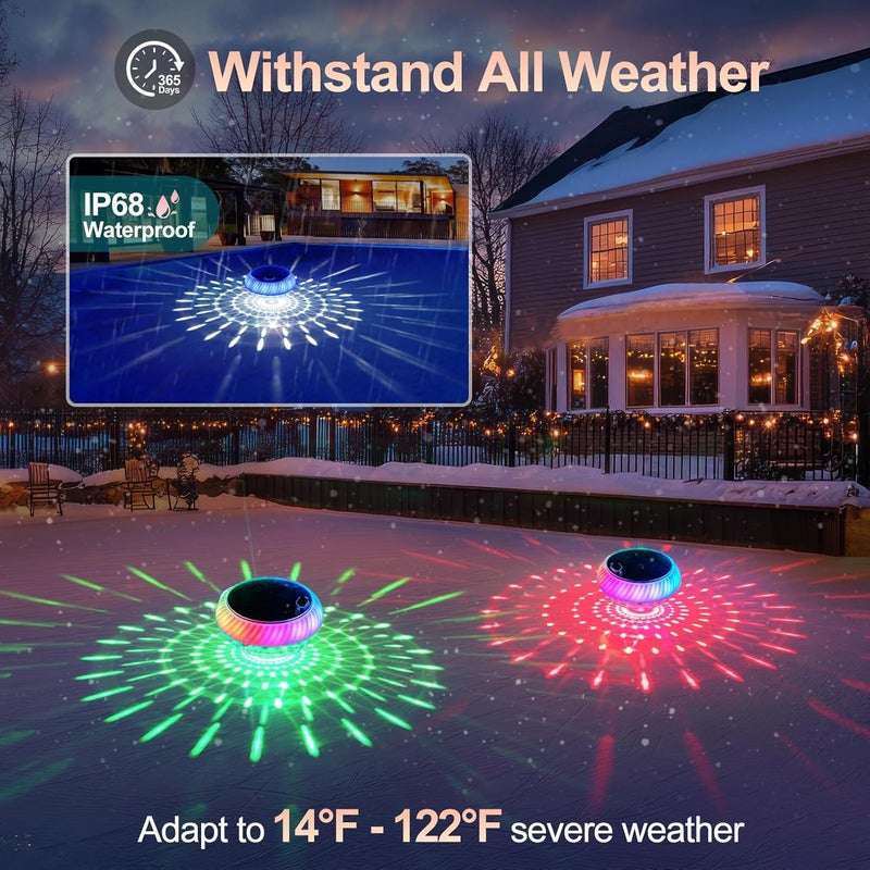 Askyli Floating Pool Lights, IP68 Waterproof Solar Pool Lights That Float, Up and Down Color Changing Solar Floating Pool Light with 7 Dynamic Lighting Effects, Floating Light for Pools,Party(1) - Image 5